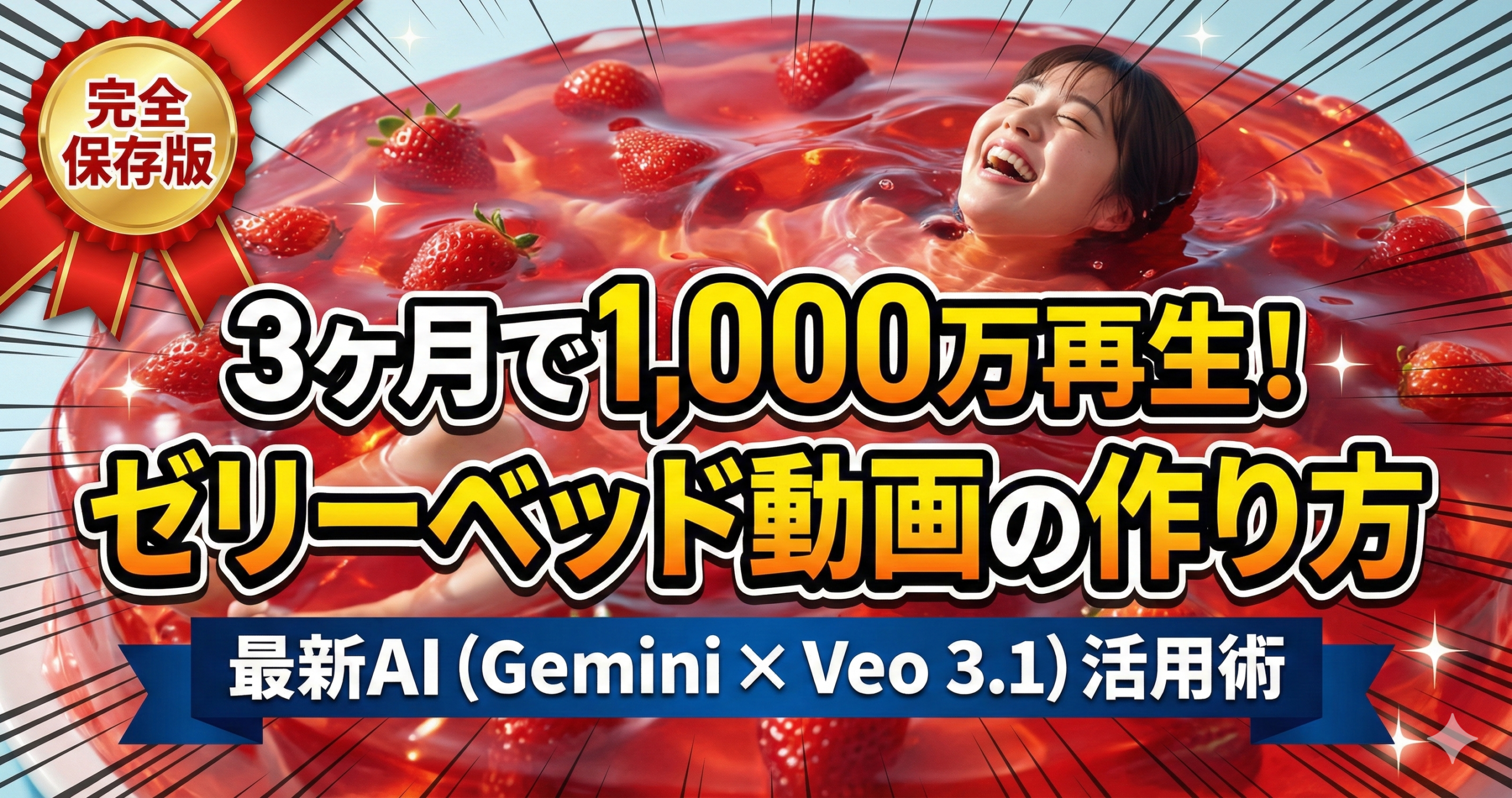 【完全保存版】3ヶ月で1,000万再生を連発した「ゼリーベッド動画」の作り方｜最新AI（Gemini × Veo 3.1）活用術