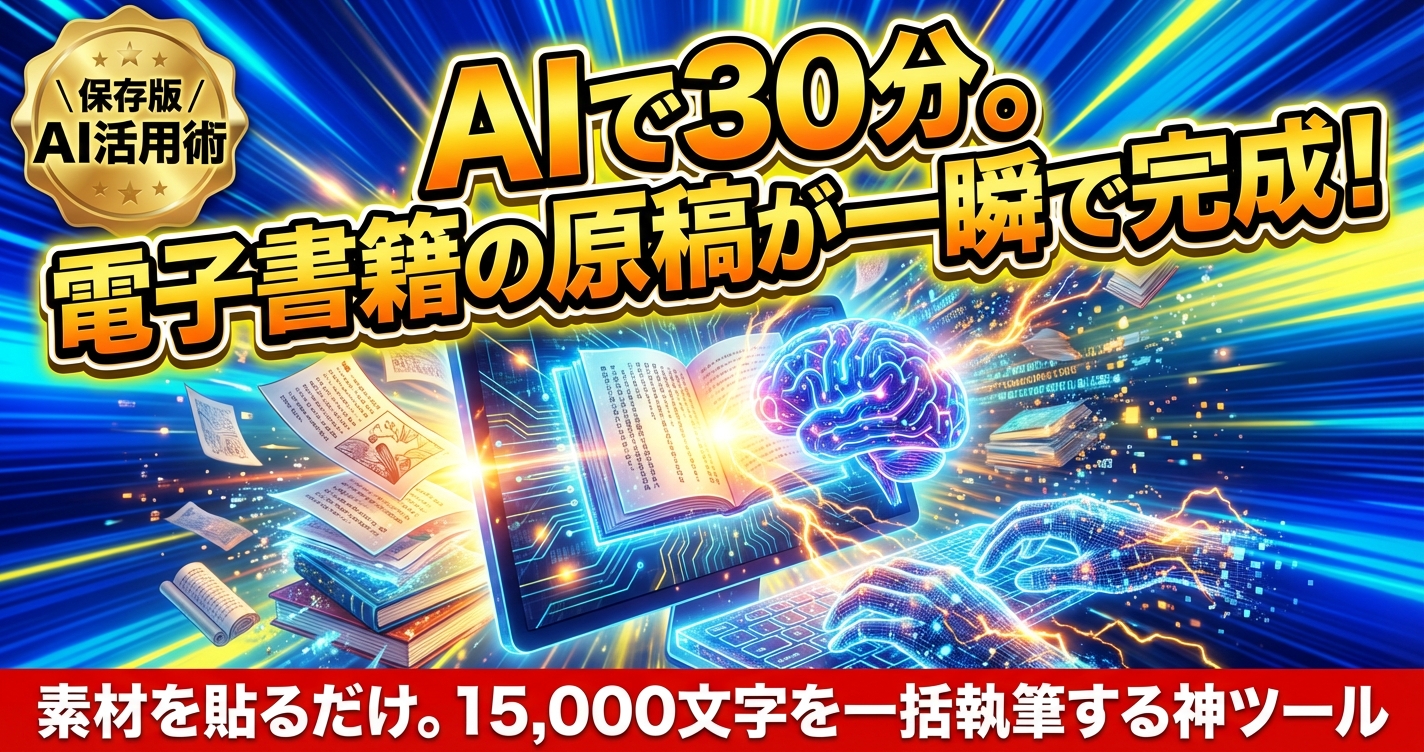 AIで30分。電子書籍の原稿が一瞬で完成する「原稿作成ツール」の使い方