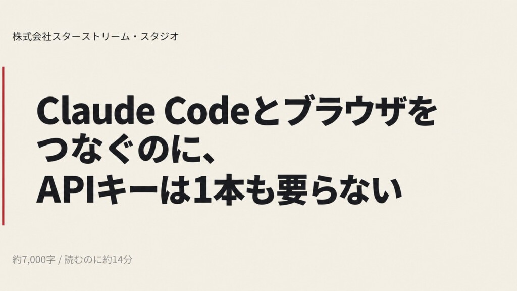 APIキーを1本も持たずに、画像生成もSNS投稿も自動にできます ― Claude Codeとブラウザをつなぐ4つの方法