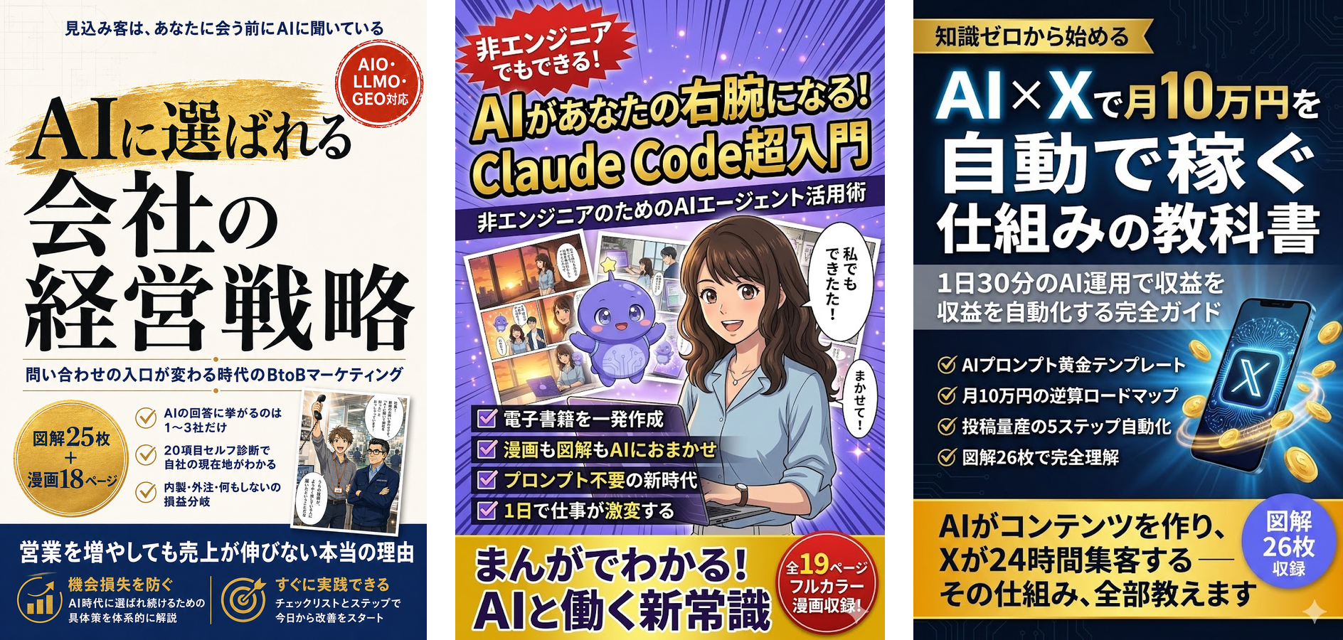 この手順で作って出版した3冊の表紙