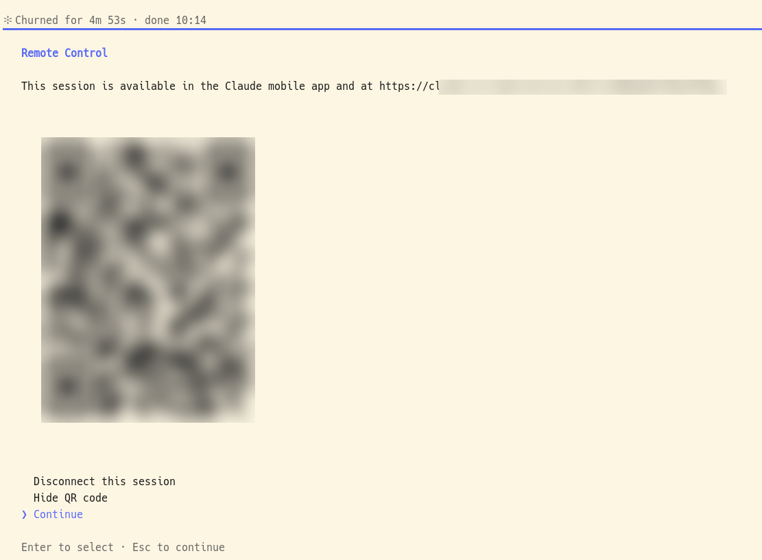 Show QR codeを選ぶと、QRコードが表示される