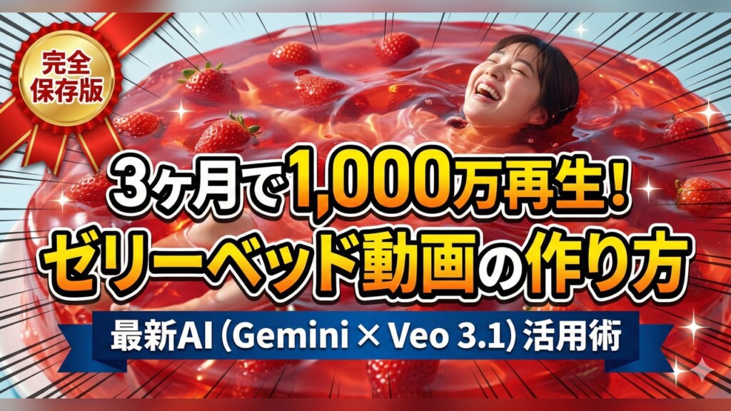 【完全保存版】3ヶ月で1,000万再生を連発した「ゼリーベッド動画」の作り方｜最新AI（Gemini × Veo 3.1）活用術