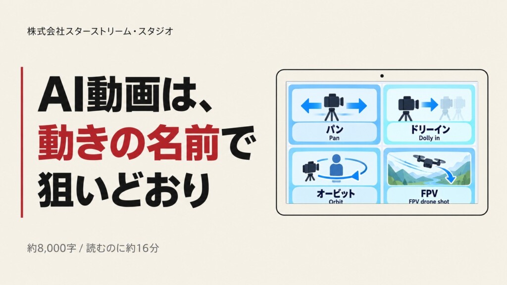 AI動画の指示に使える動きの名前48 ― カメラワークとモーションを実際の演出で見せる【AIに渡せる一覧プレゼント】