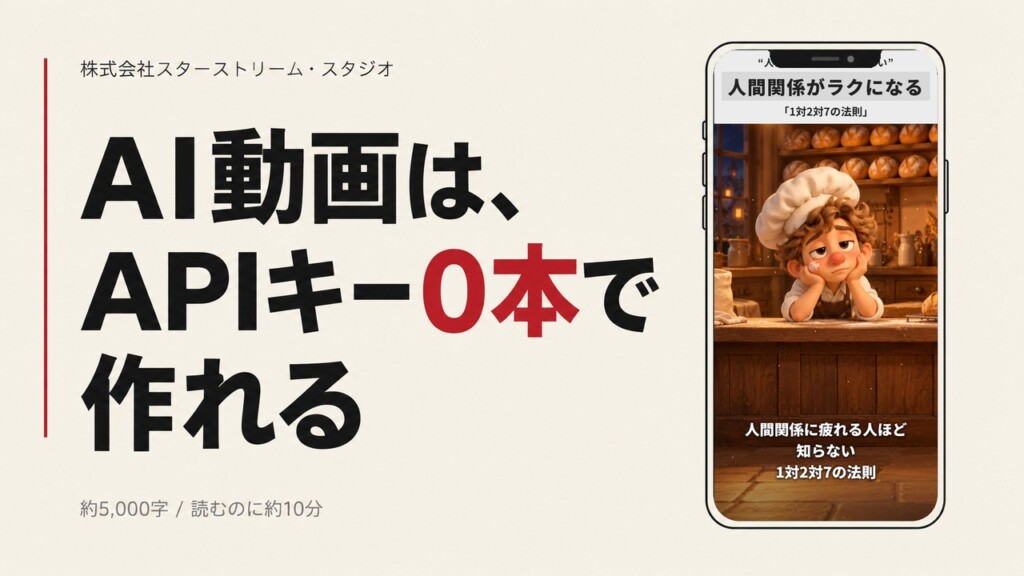 AI動画にAPIキーはいらない ― Claude Codeで、APIキー0本・追加料金0円の80秒ショートを作る方法【サブスクの範囲で・スキル配布】