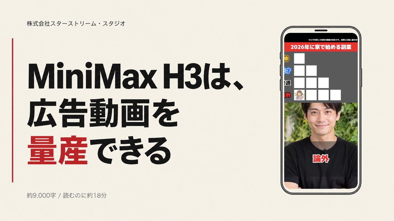 MiniMax H3 × ComfyUIで広告動画を量産する方法